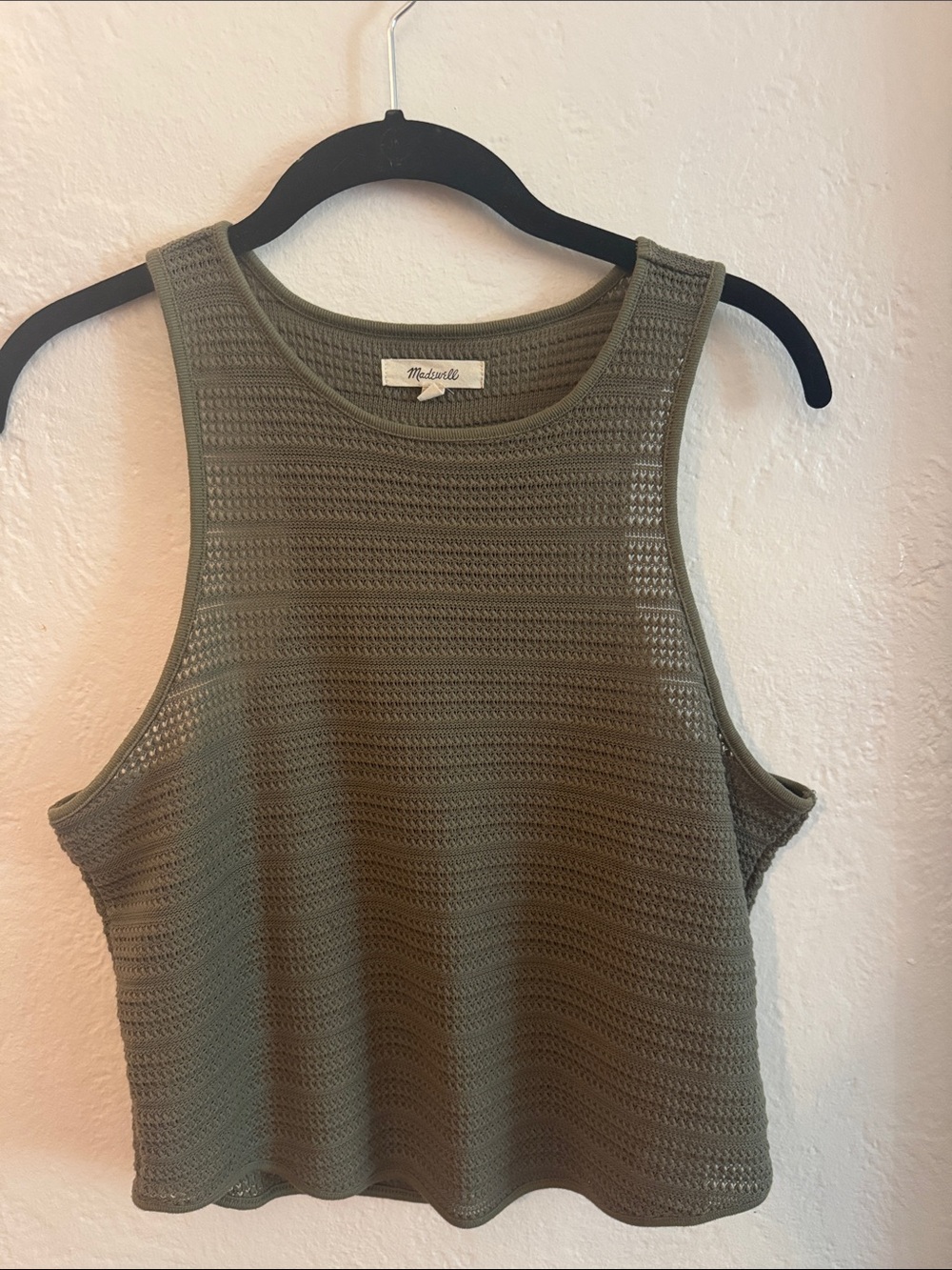 Madewell Olive Crochet Crop Tank